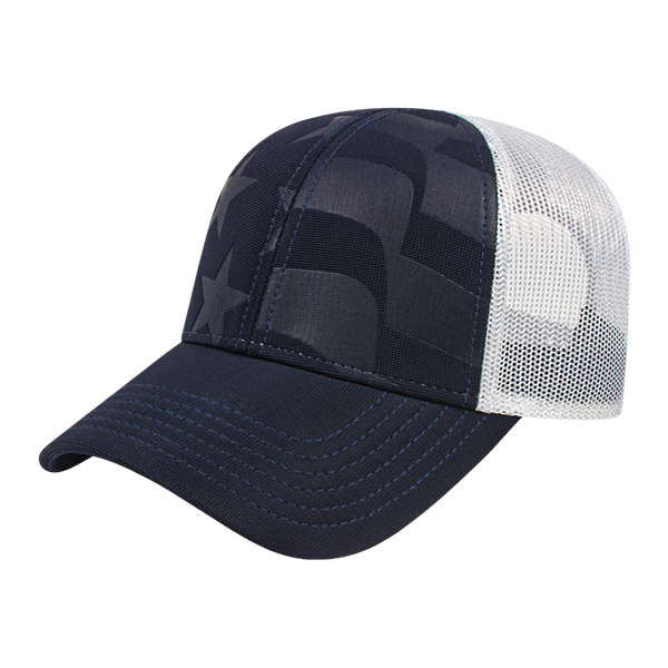 Flag Embossed Trucker Cap with Ventilated Mesh