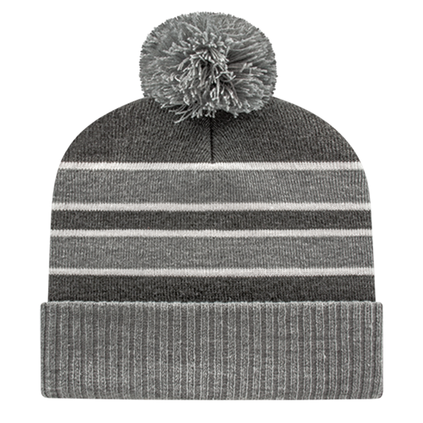 Double Stripe Knit Cap with Ribbed Cuff