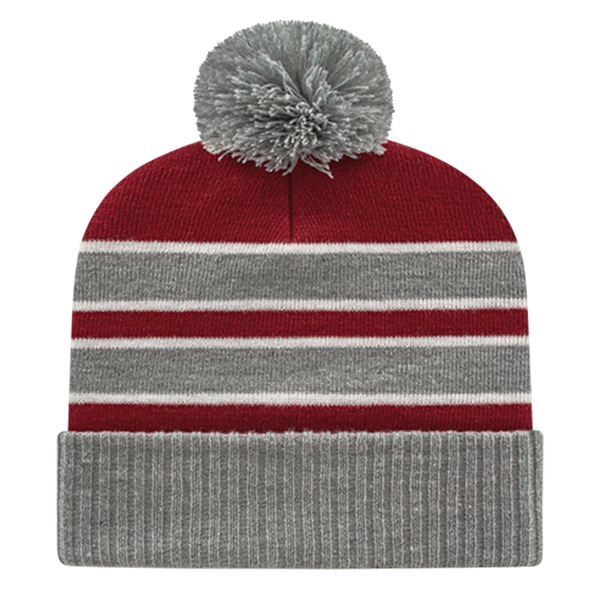 Double Stripe Knit Cap with Ribbed Cuff