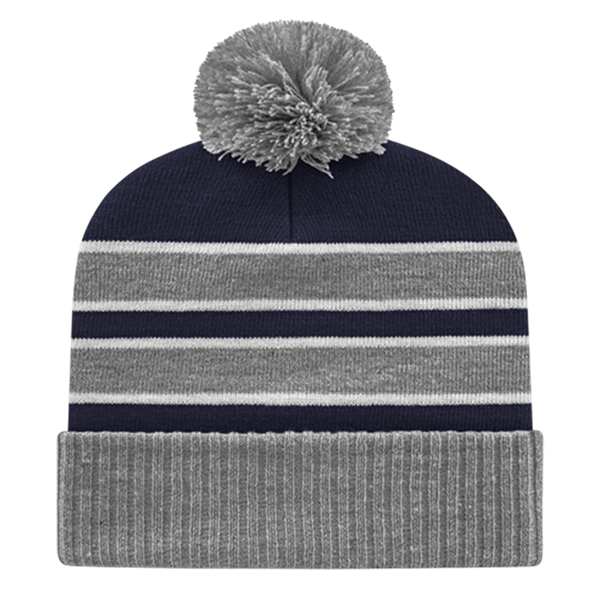 Double Stripe Knit Cap with Ribbed Cuff