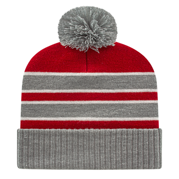 Double Stripe Knit Cap with Ribbed Cuff
