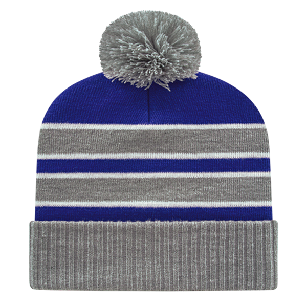 Double Stripe Knit Cap with Ribbed Cuff