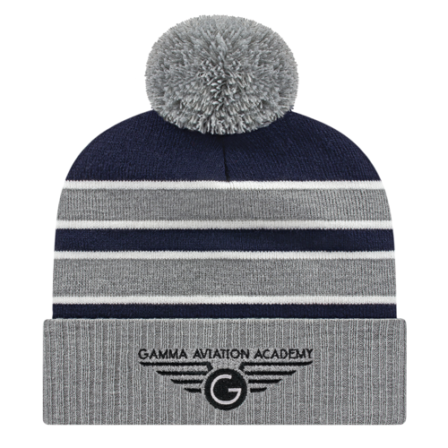 Double Stripe Knit Cap with Ribbed Cuff