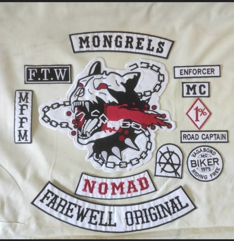 Mongrels Dogs Farewell Original Embroidered Biker Patch  ( 5 x 5 inches )