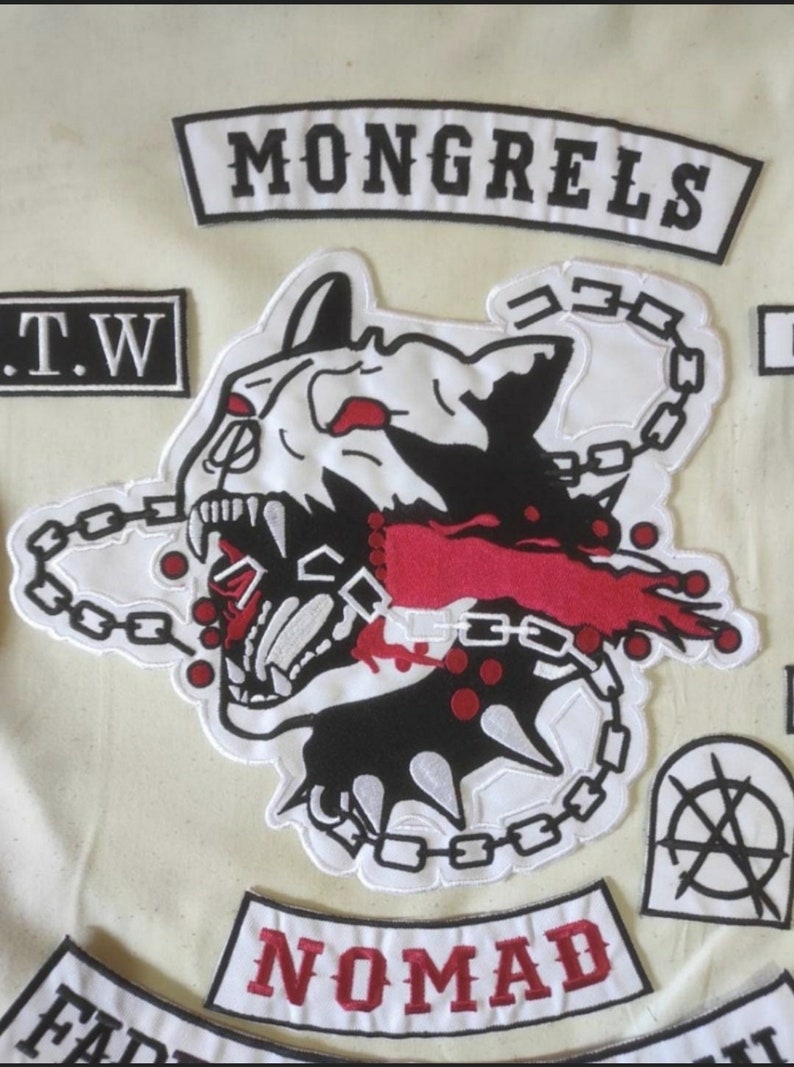 Mongrels Dogs Farewell Original Embroidered Biker Patch  ( 5 x 5 inches )