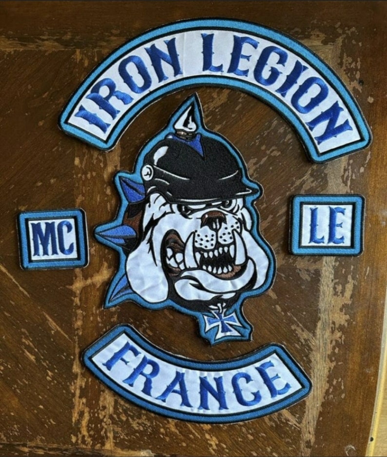 Iron Legion MC France Embroidery Patch Set – 4 Pieces, Iron-On for Jackets and Vests ( 5x5 inches )