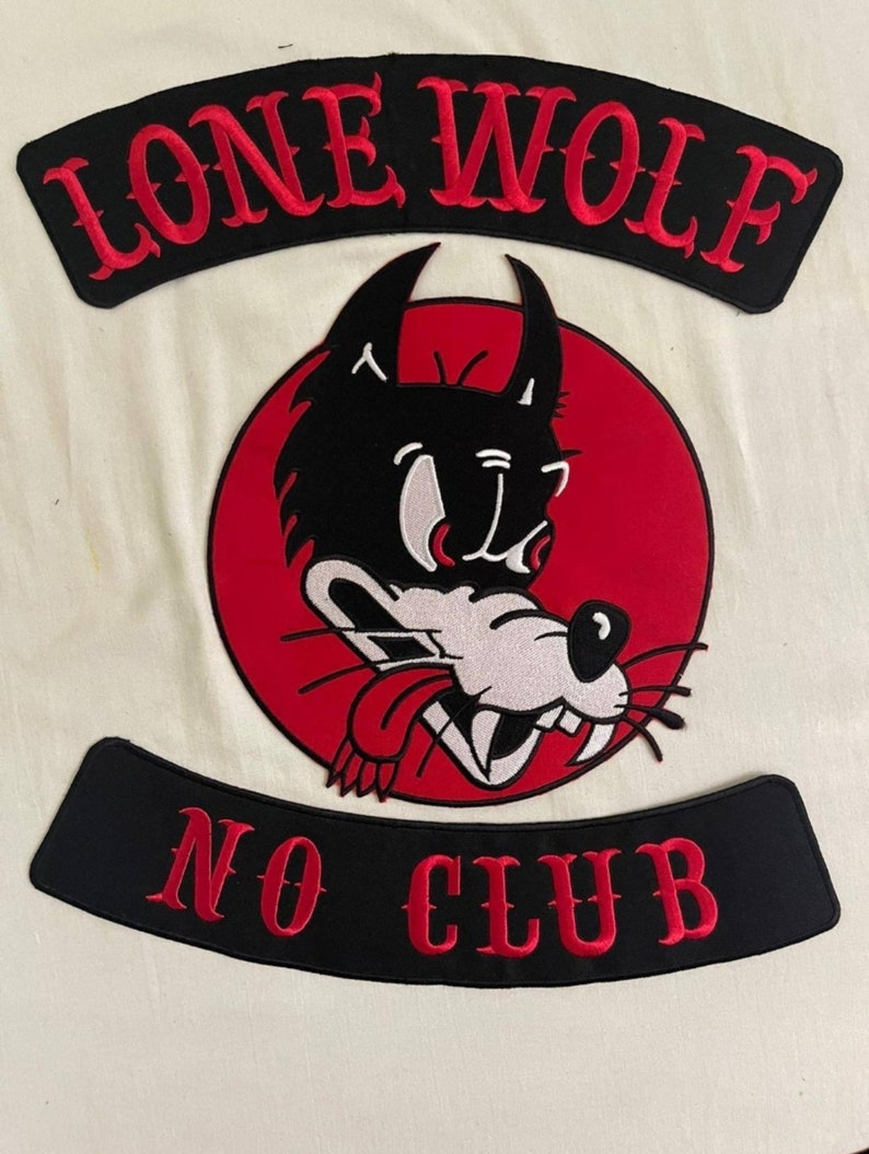Lone Wolf No Club Embroidered Patch Set – Set of 6 Pcs – Iron-On- Patch ( 5 x 5 inches )