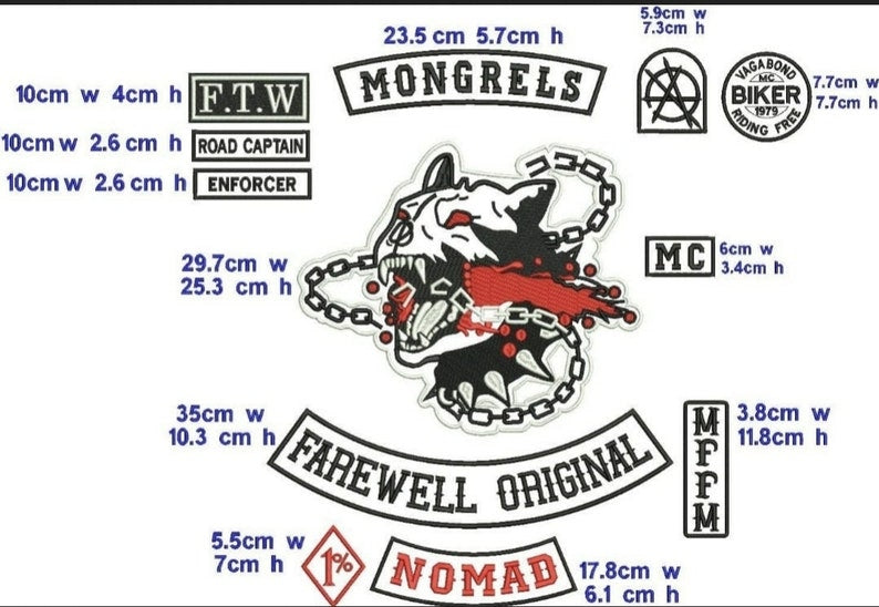 Mongrels Dogs Farewell Original Embroidered Biker Patch  ( 5 x 5 inches )