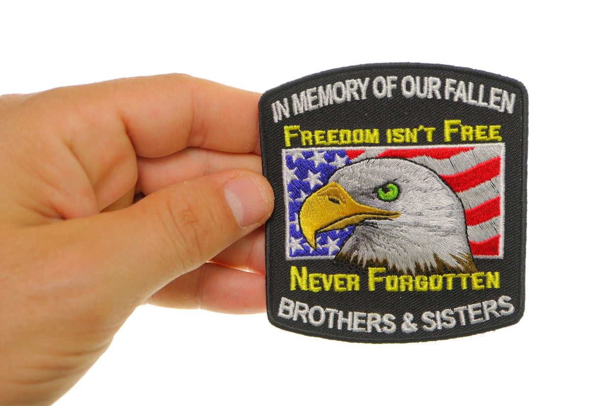 In Memory of Fallen Military Embroidered Patch reverse and construction view
