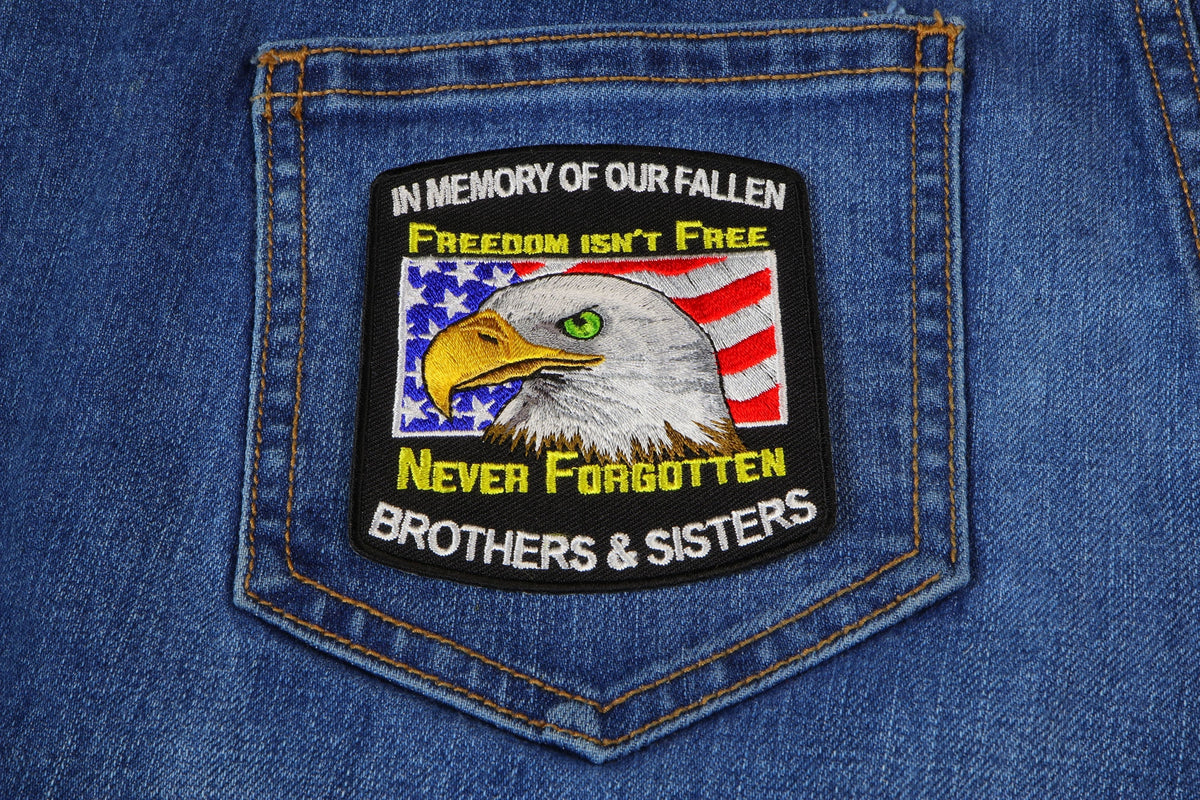 In Memory of Fallen Military Embroidered Patch apparel application view