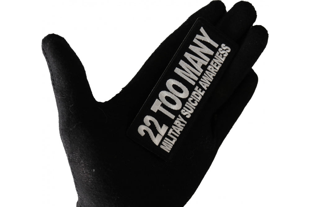 22 Too Many Awareness Embroidered Patch apparel application view