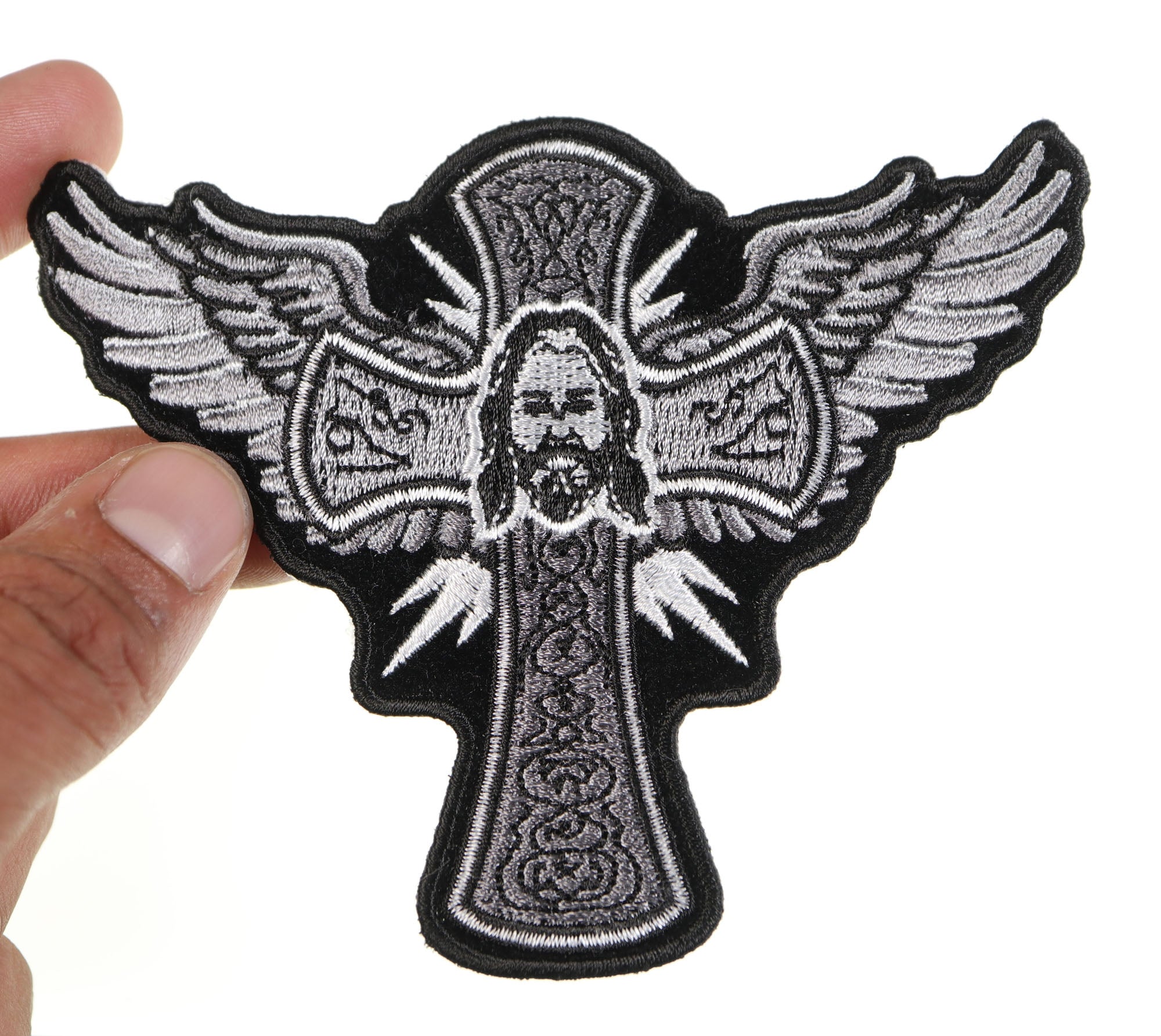 Jesus cross and wings patch Christian Patch - Perfect for Jackets, Bags, and Gear (  4 x 3 inches )
