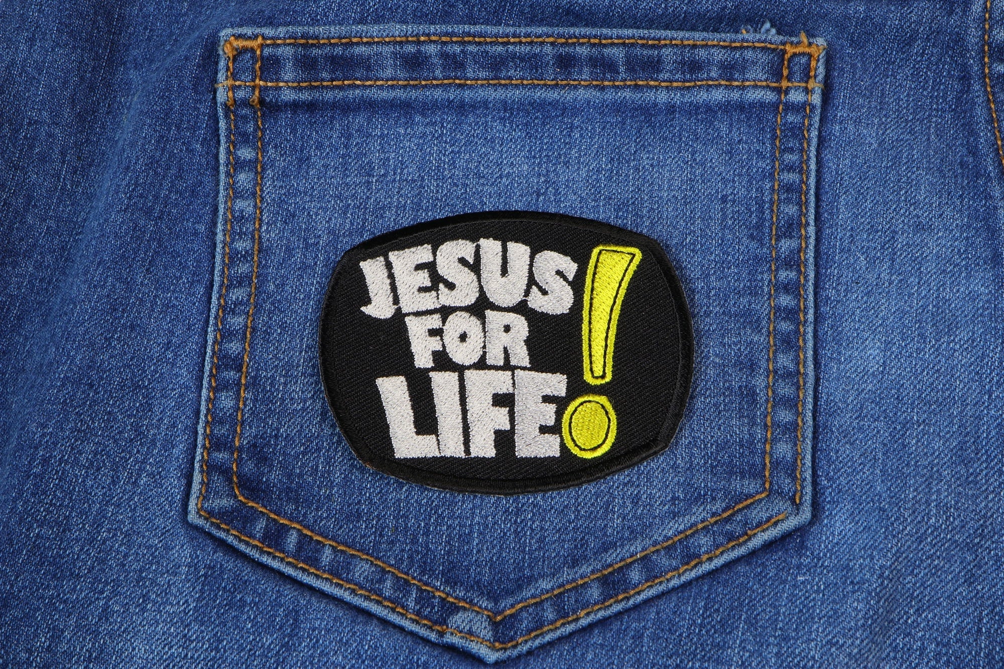 Jesus For Life Patch - A Bold Expression of Everlasting Faith (  4 x 3 inches )