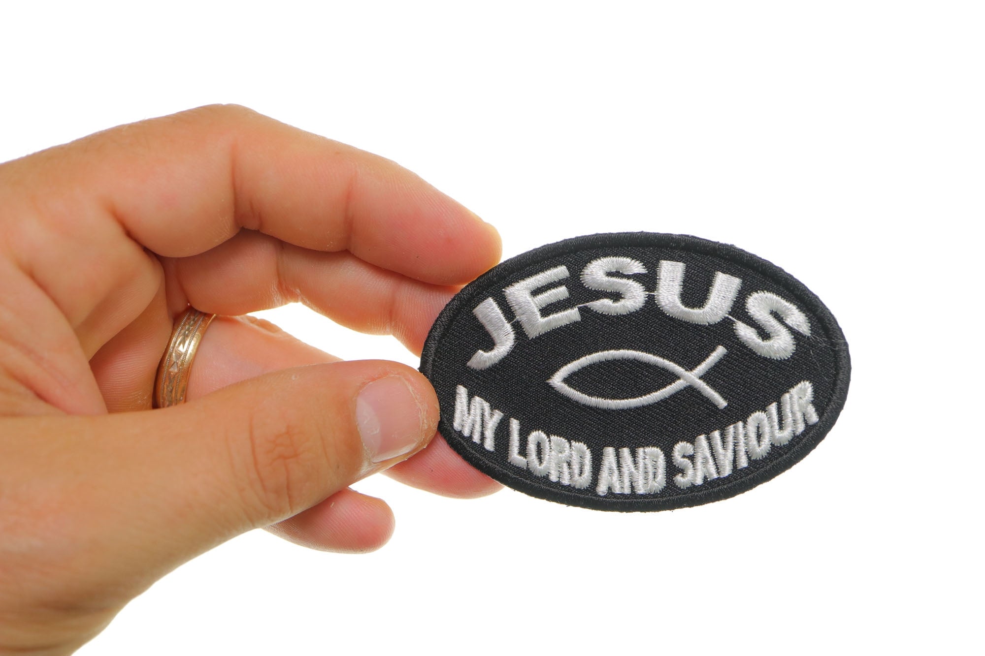 Jesus My Lord and Savior Patch - Powerful Christian Message for Apparel ( 3 x 2 inches )