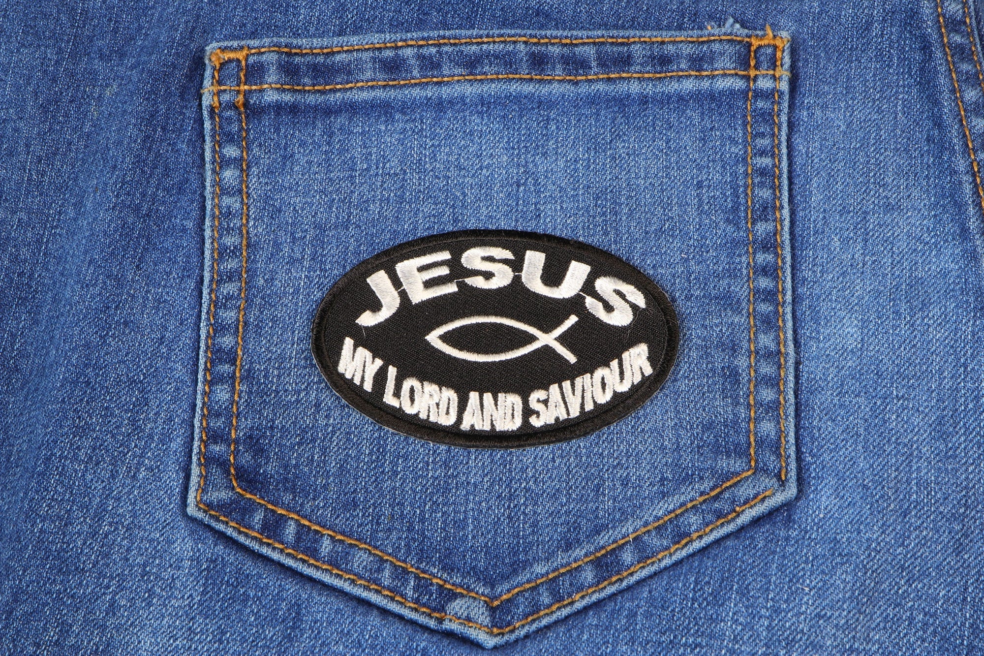 Jesus My Lord and Savior Patch - Powerful Christian Message for Apparel ( 3 x 2 inches )