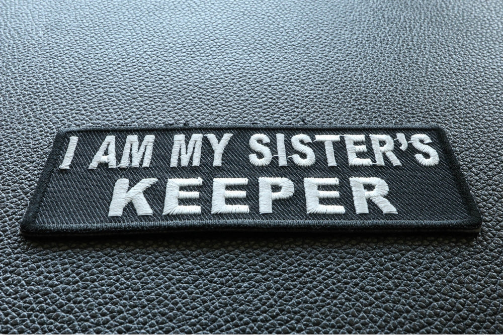 I Am My Sister's Keeper Embroidered Patch reverse and construction view