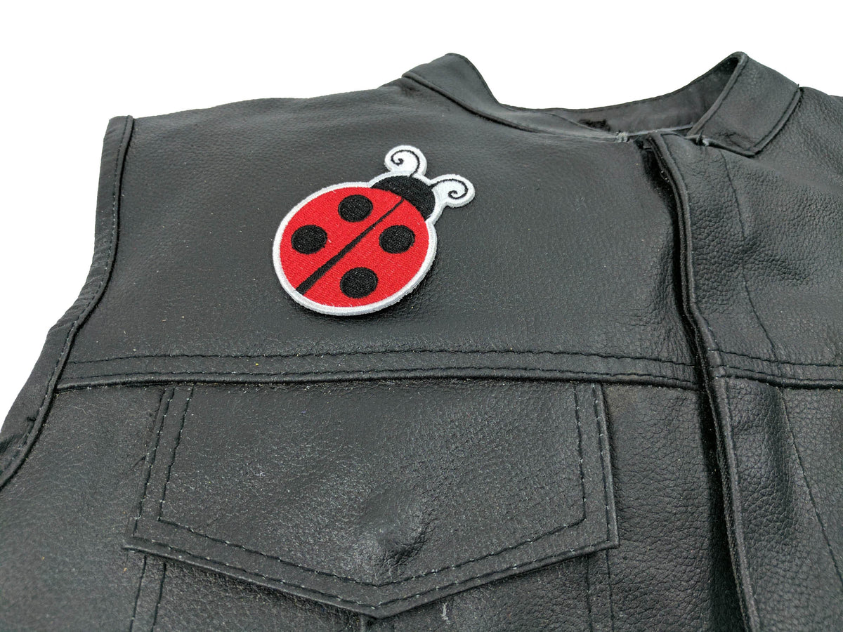 Ladybug Embroidered Patch shown for scale