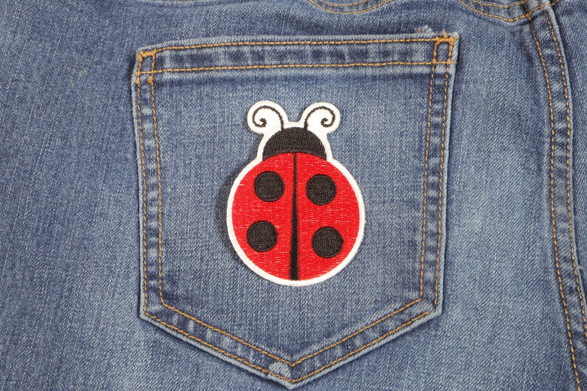 Ladybug Embroidered Patch apparel application view