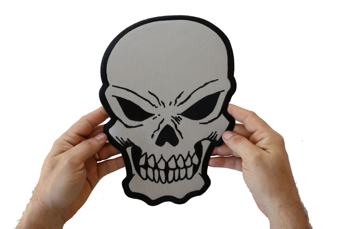Reflective Skull Embroidered Patch apparel application view