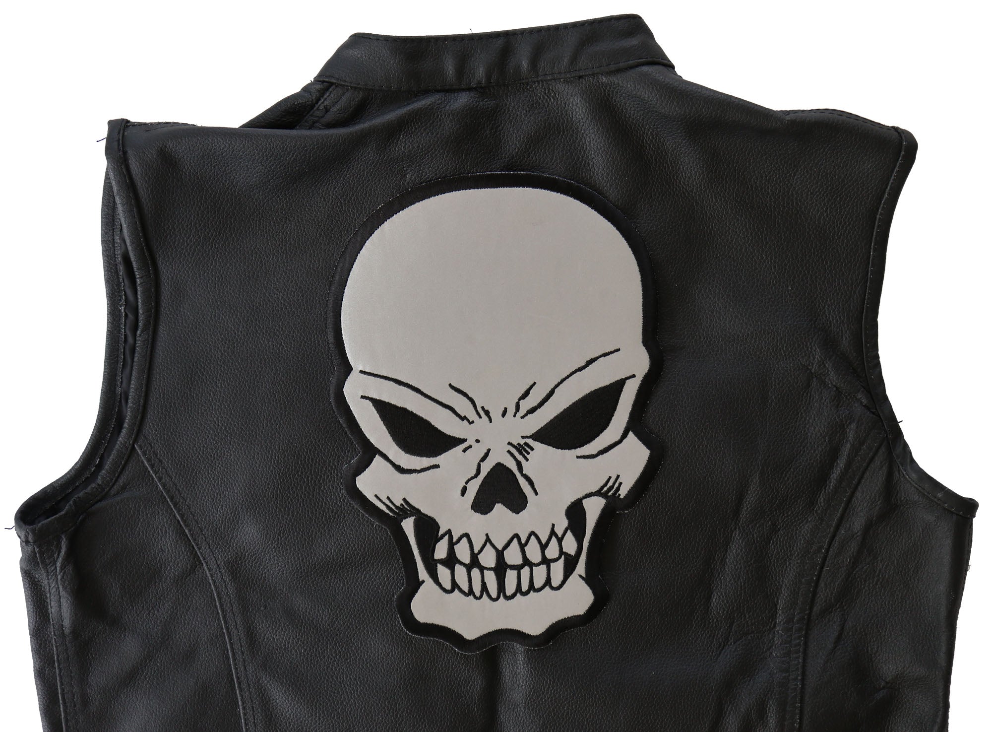 Reflective Skull Patch – Edgy Embroidered Patch for Custom Apparel  ( 3x3 inches )