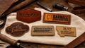 Real completed custom leather patch assortment for bulk orders