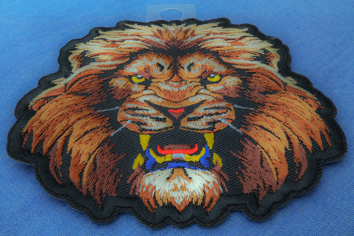 Lion Stare Embroidered Patch stitching detail