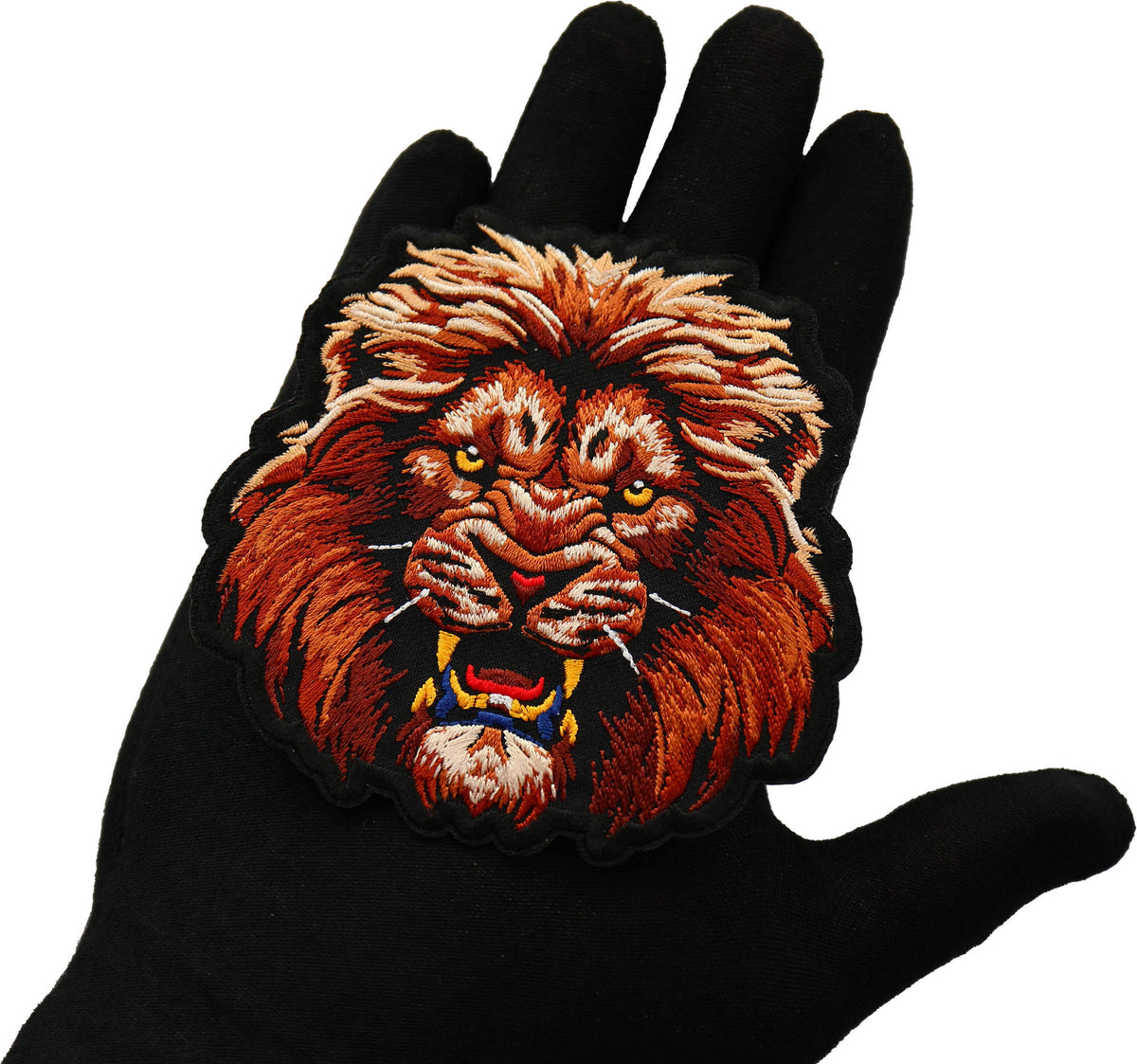 Lion Stare Embroidered Patch reverse and construction view