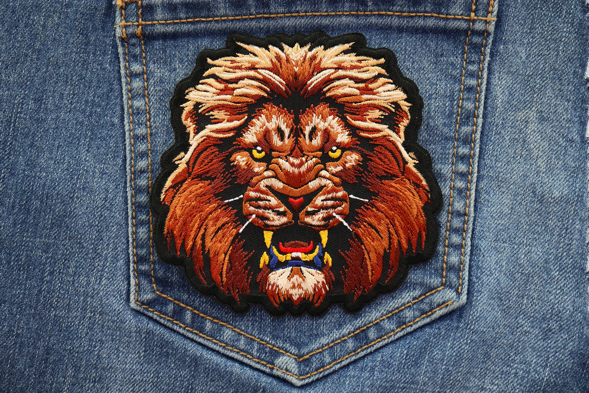 Lion Stare Patch – Bold Embroidery Iron - on -patch (  4 x 4 inche )