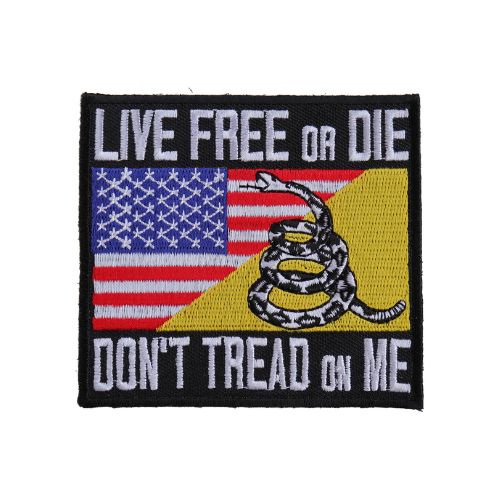 Live Free or Die Gadsden Flag Embroidered Patch front product view