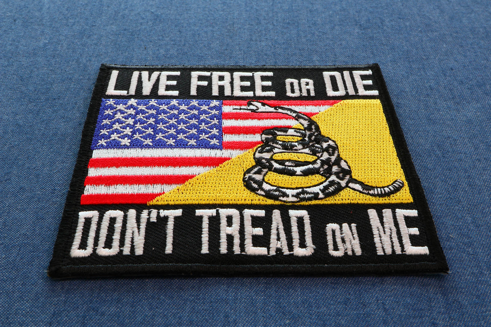 Live Free or Die Gadsden Flag Embroidered Patch additional product view