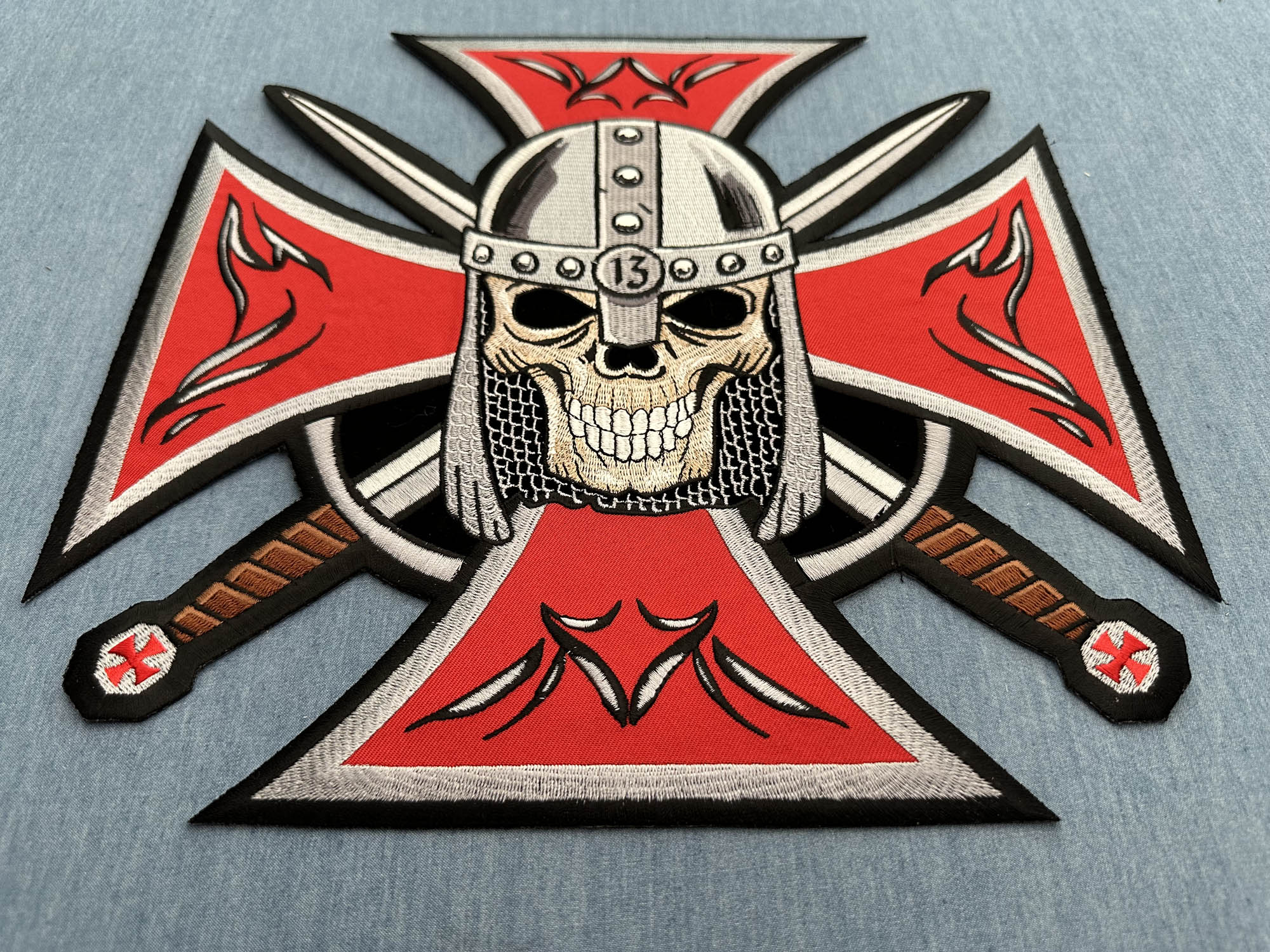 Maltese Cross Skull Knight Patch - Wear the Symbol of Strength ( 4 x 4 inches )