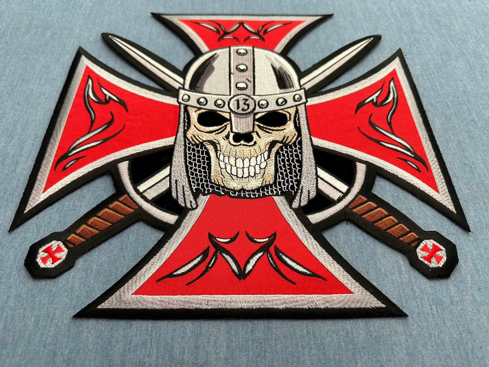 Maltese Cross Skull Knight Embroidered Patch product image 2