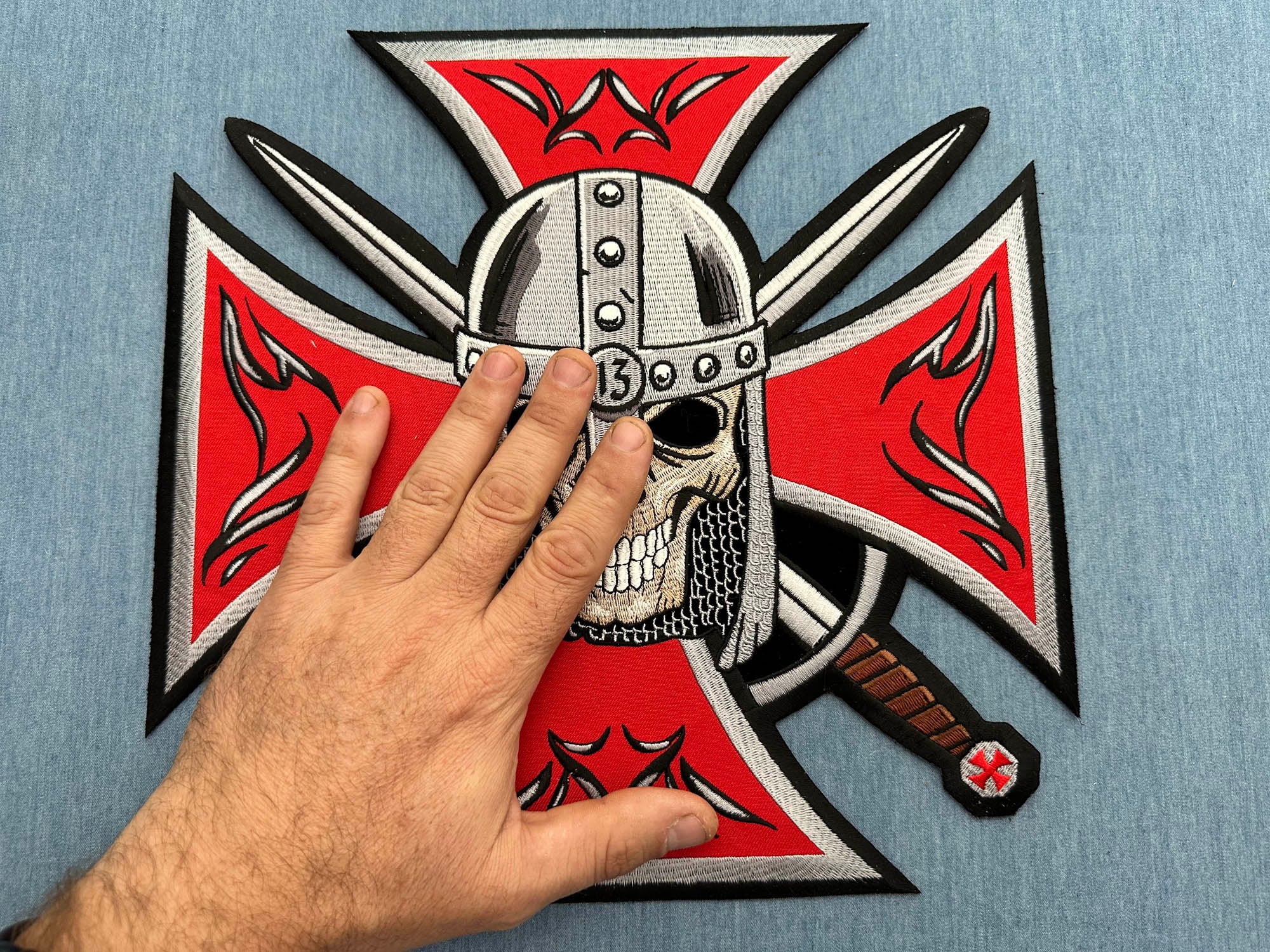 Maltese Cross Skull Knight Patch - Wear the Symbol of Strength ( 4 x 4 inches )