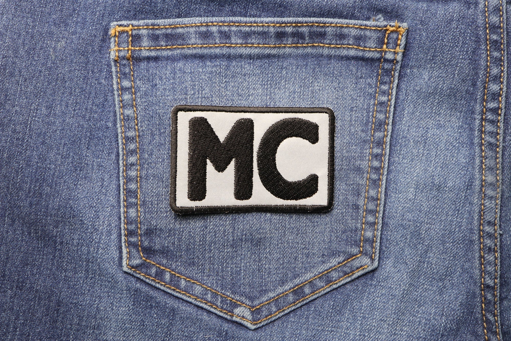 Reflective MC Patch – Embroidered Patch for Motorcycle Clubs & Apparel  (  3 x 2 inches )