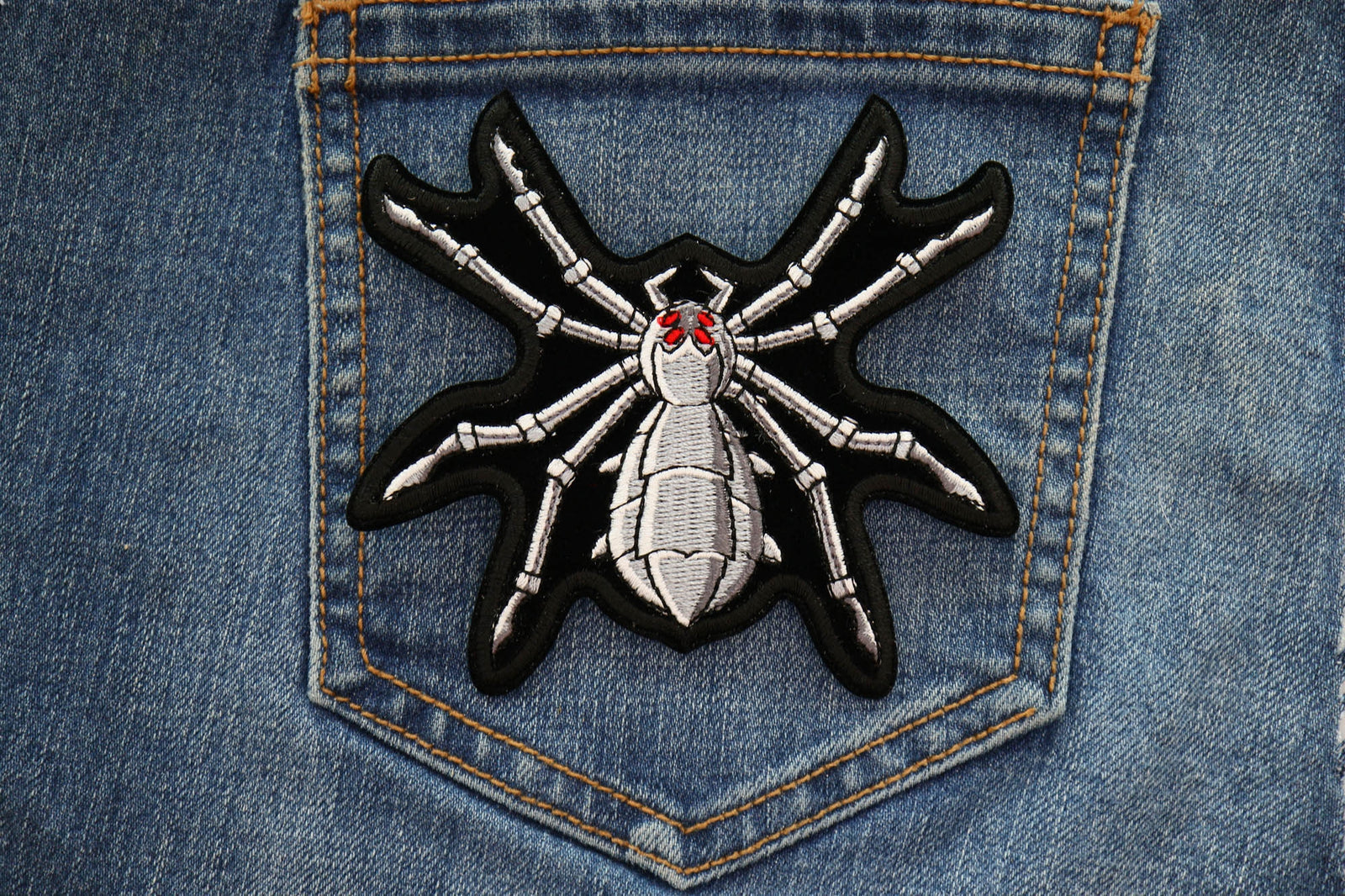 Mechanical Spider Embroidered Patch reverse and construction view