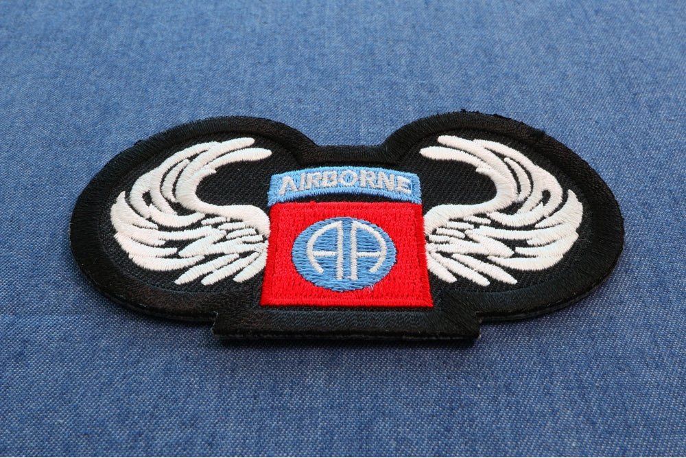 Classic Airborne AA Embroidered Patch shown for scale