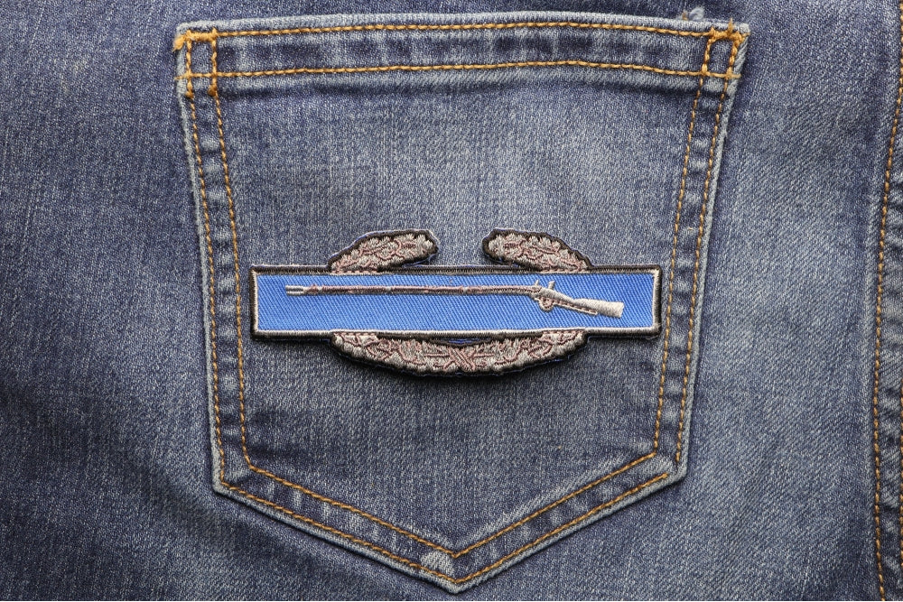 Combat Infantryman Badge Embroidered Patch shown for scale