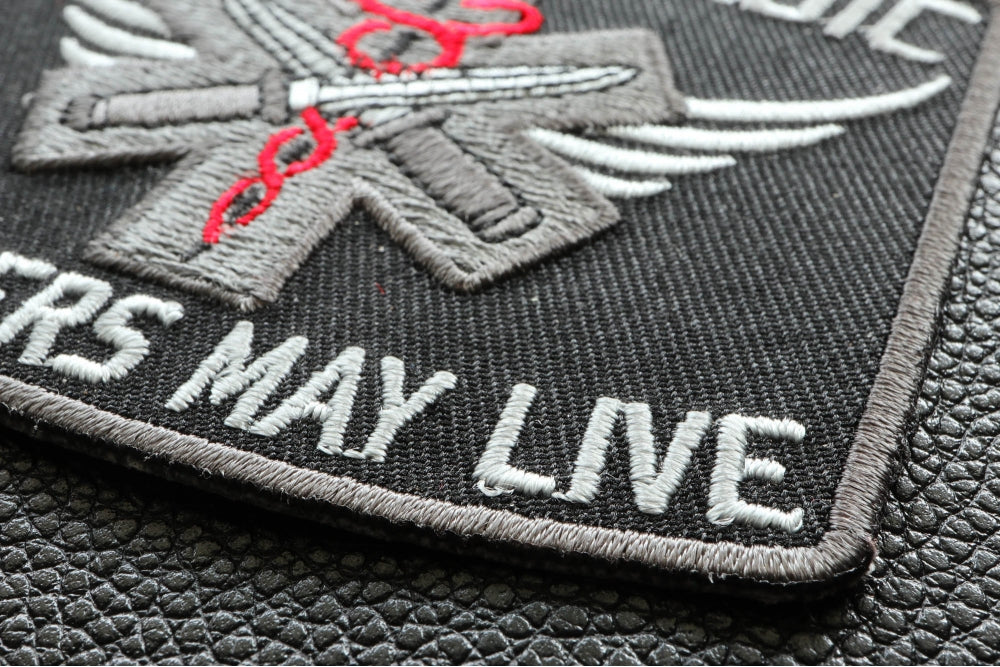Combat Medic EMT Embroidered Patch reverse and construction view
