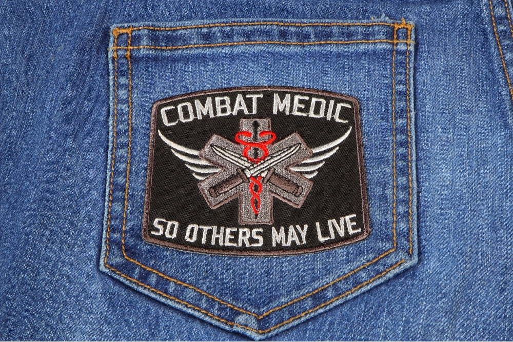 Combat Medic EMT Embroidered Patch stitching detail