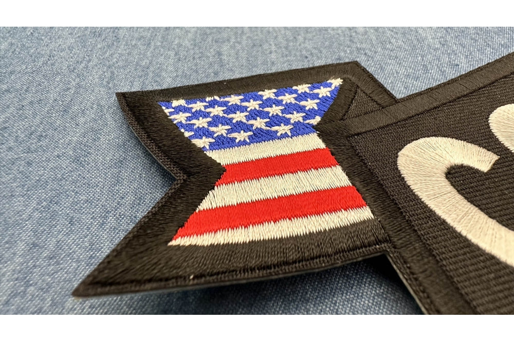 Combat Vet Embroidered Patch shown for scale