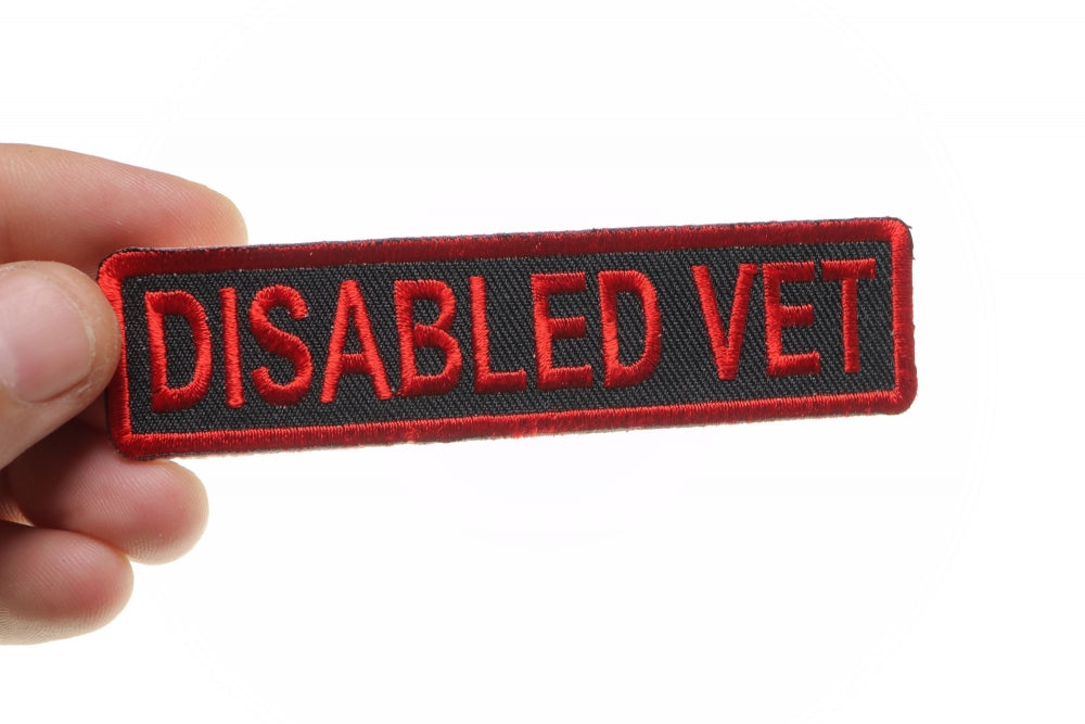 Disabled Vet Embroidered Patch shown for scale