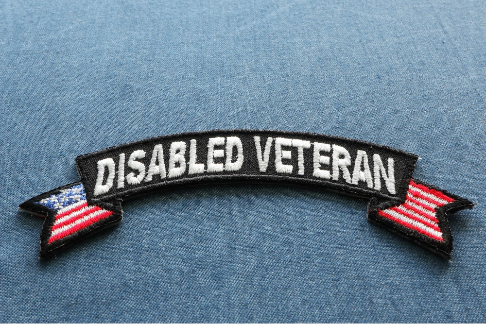 Disabled Veteran Patch with American Flag Tips