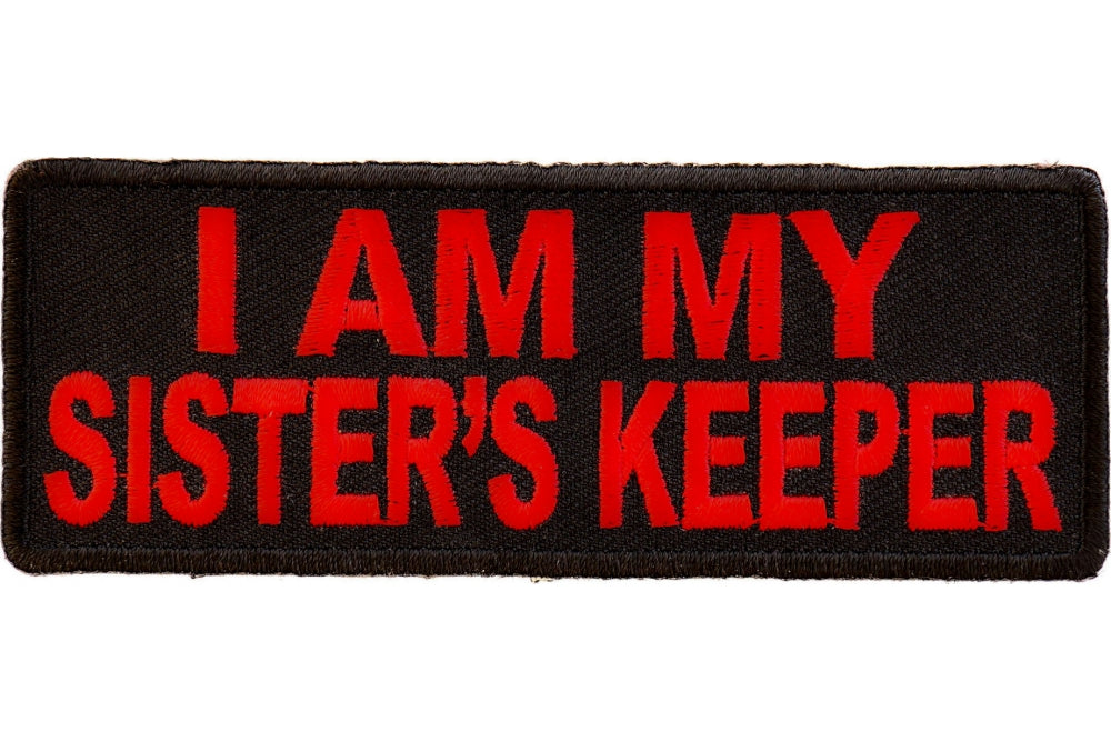 Sister's Keeper Red Embroidered Patch apparel application view