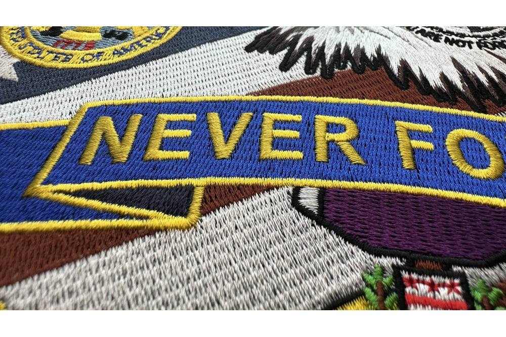 Never Forget Patch In Memory of Fallen Heroes ( 5 x 5 inches )