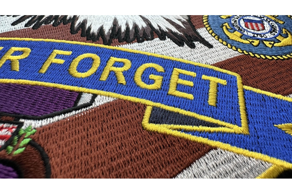 Never Forget Patch In Memory of Fallen Heroes ( 5 x 5 inches )