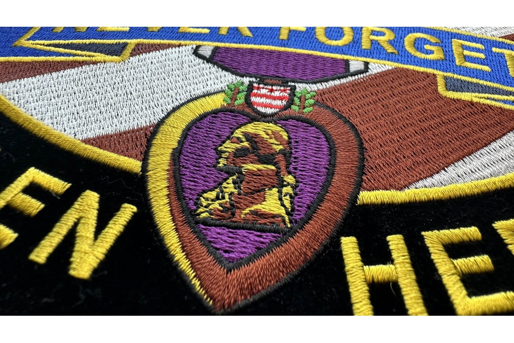 Never Forget Patch In Memory of Fallen Heroes ( 5 x 5 inches )