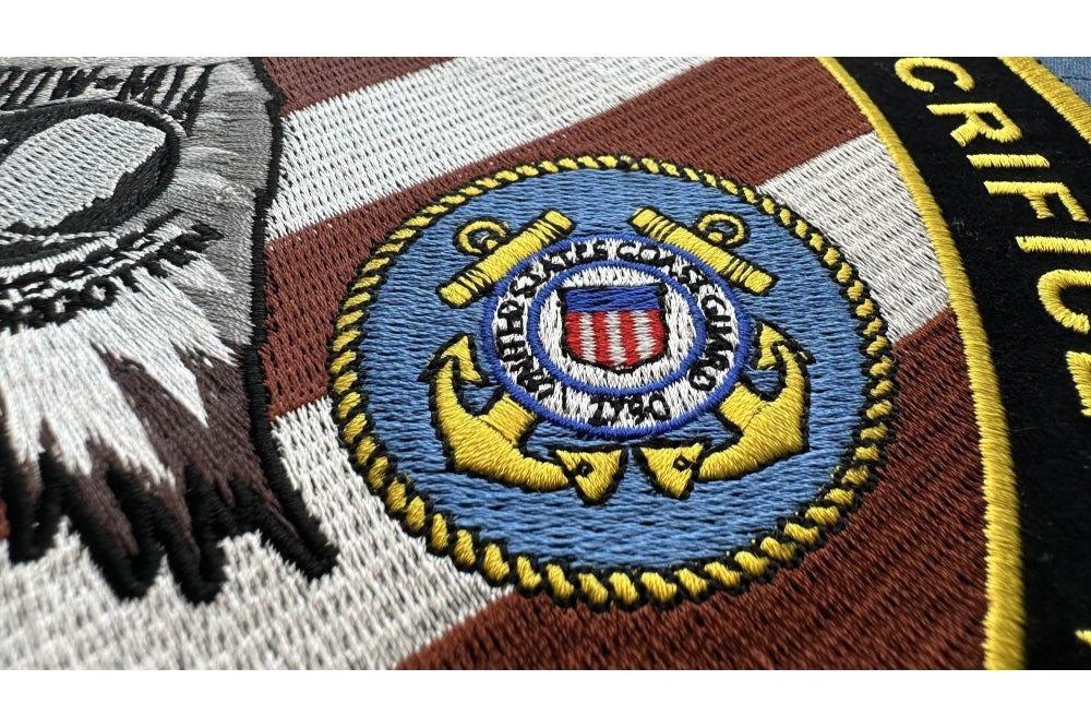 Never Forget Fallen Heroes Embroidered Patch stitching detail