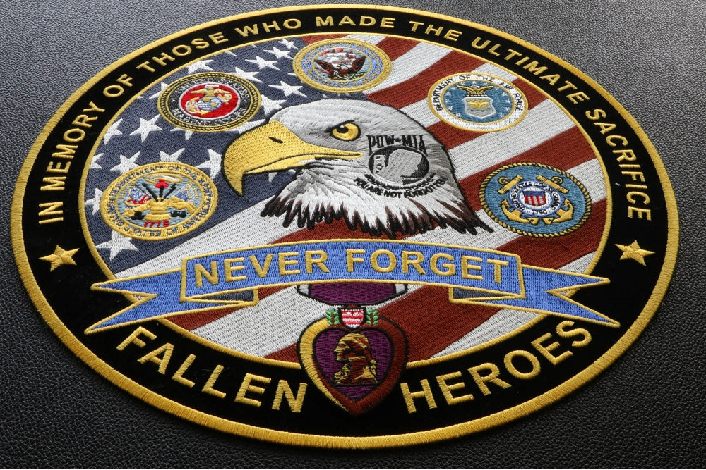 Never Forget Patch In Memory of Fallen Heroes ( 5 x 5 inches )