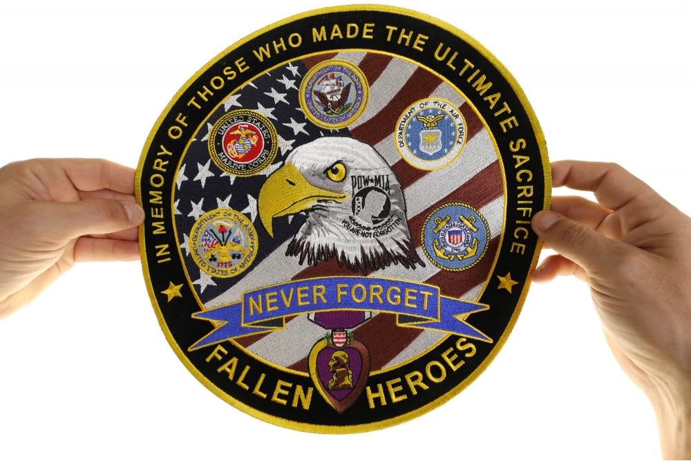 Never Forget Patch In Memory of Fallen Heroes ( 5 x 5 inches )
