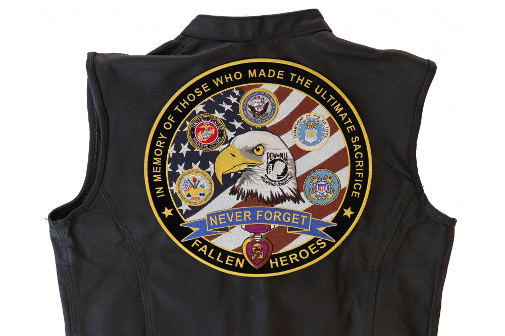 Never Forget Patch In Memory of Fallen Heroes ( 5 x 5 inches )